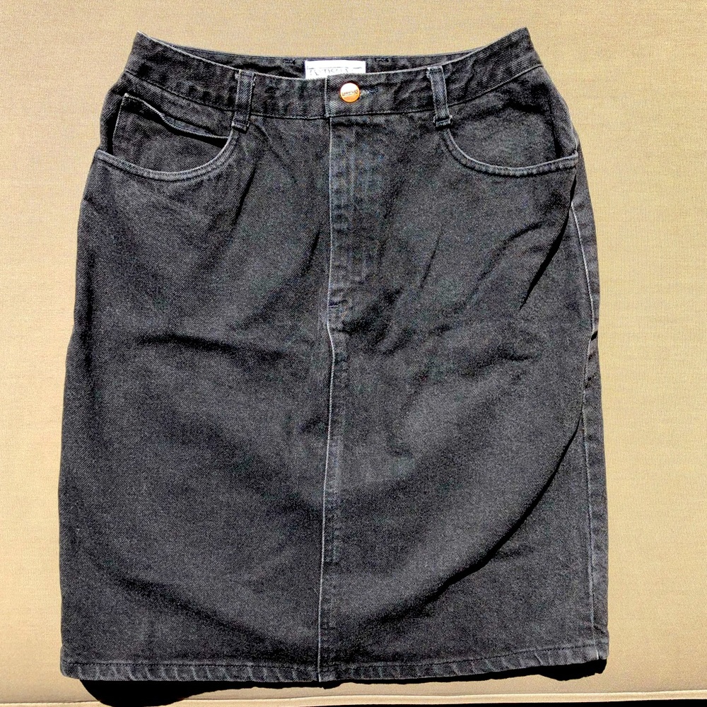 Sexy Black Denim Pencil Skirt,  Lands’ End,  Size 10,  Vintage